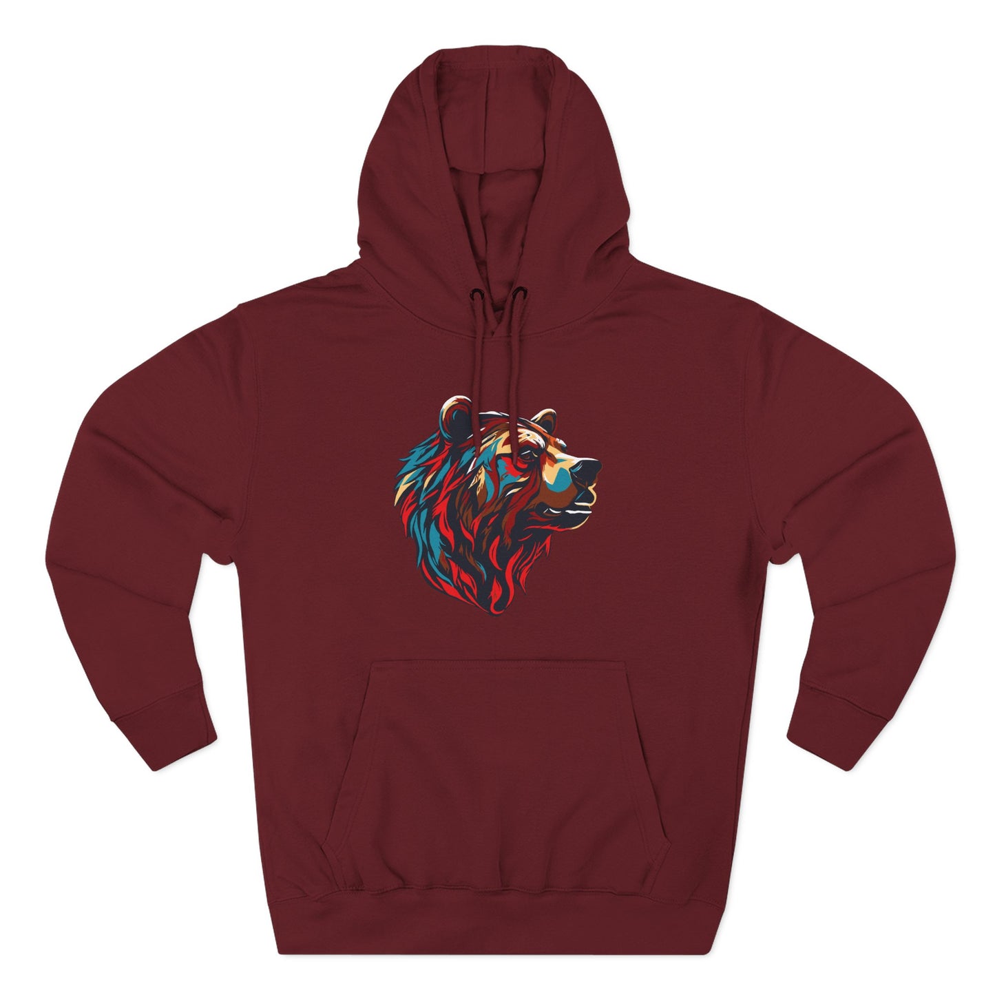 Hand-drawn Alaska Native inspired grizzly bear hoodie — original Indigenous wildlife design — styled product photo