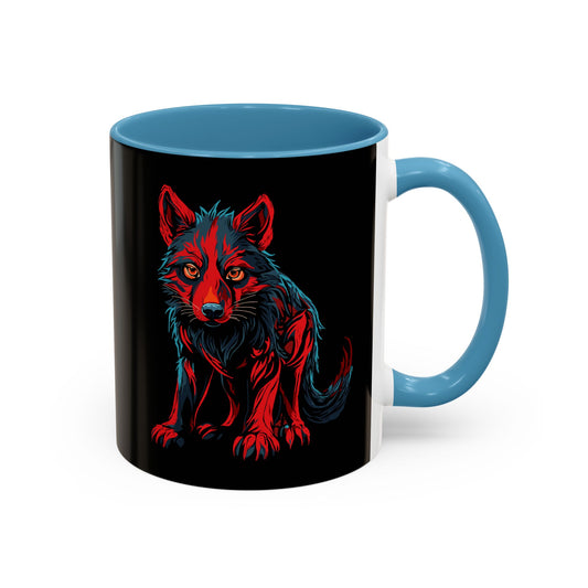 Hand-drawn wolf pup icon mug — original wildlife art by Kayanna Healy at Neo Native