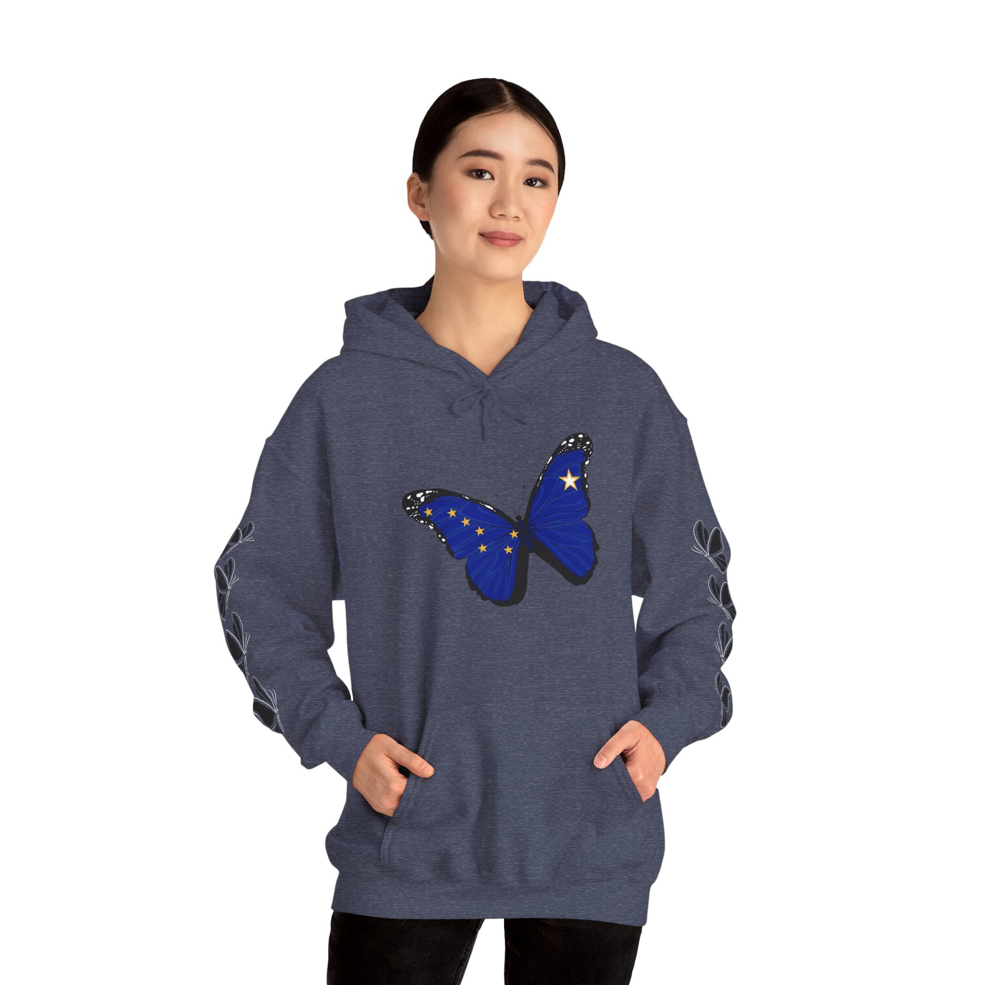Hand-drawn 'Grace' word art hoodie inspired by Alaska Native design traditions — back view