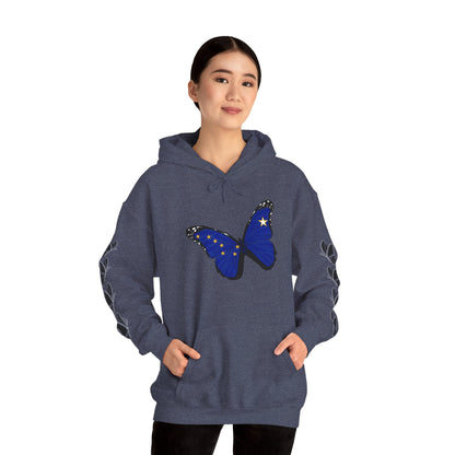 Hand-drawn 'Grace' word art hoodie inspired by Alaska Native design traditions — back view
