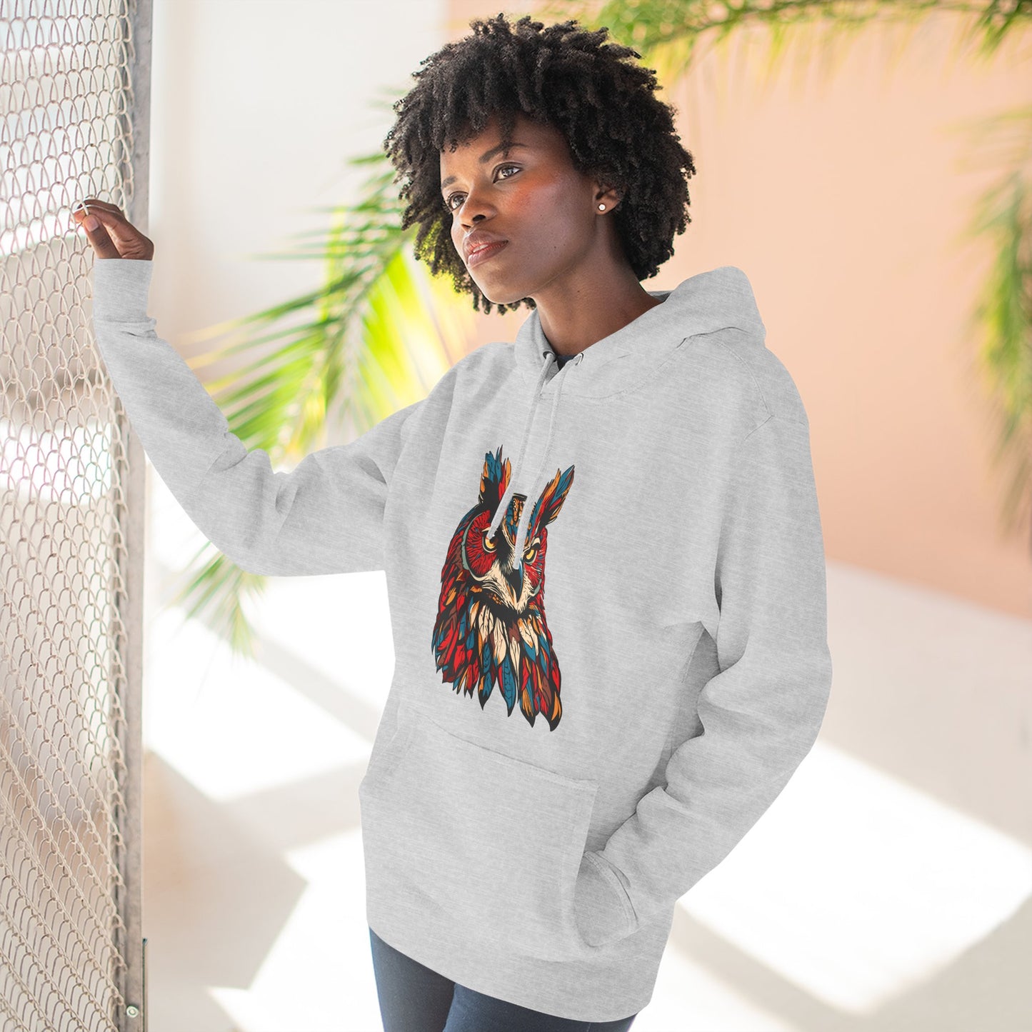Great Horned Owl Icon - Fleece Hoodie