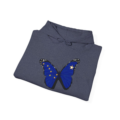 Hand-drawn 'Grace' word art hoodie inspired by Alaska Native design traditions — front view