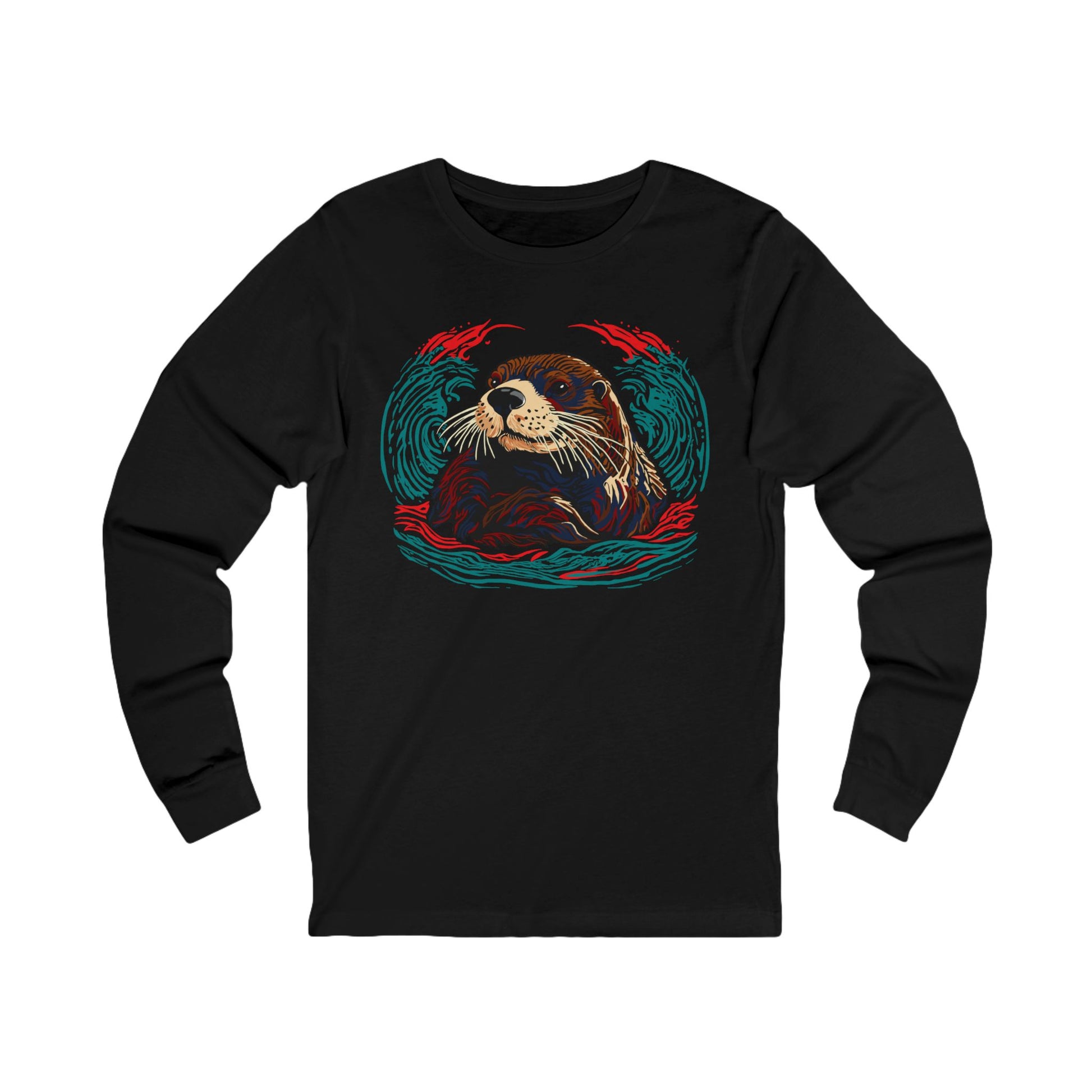 Hand-drawn sea otter icon long-sleeve tee — original wildlife art by Kayanna Healy at Neo Native
