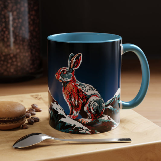 Hand-drawn snowshoe hare icon mug — original wildlife art by Kayanna Healy at Neo Native