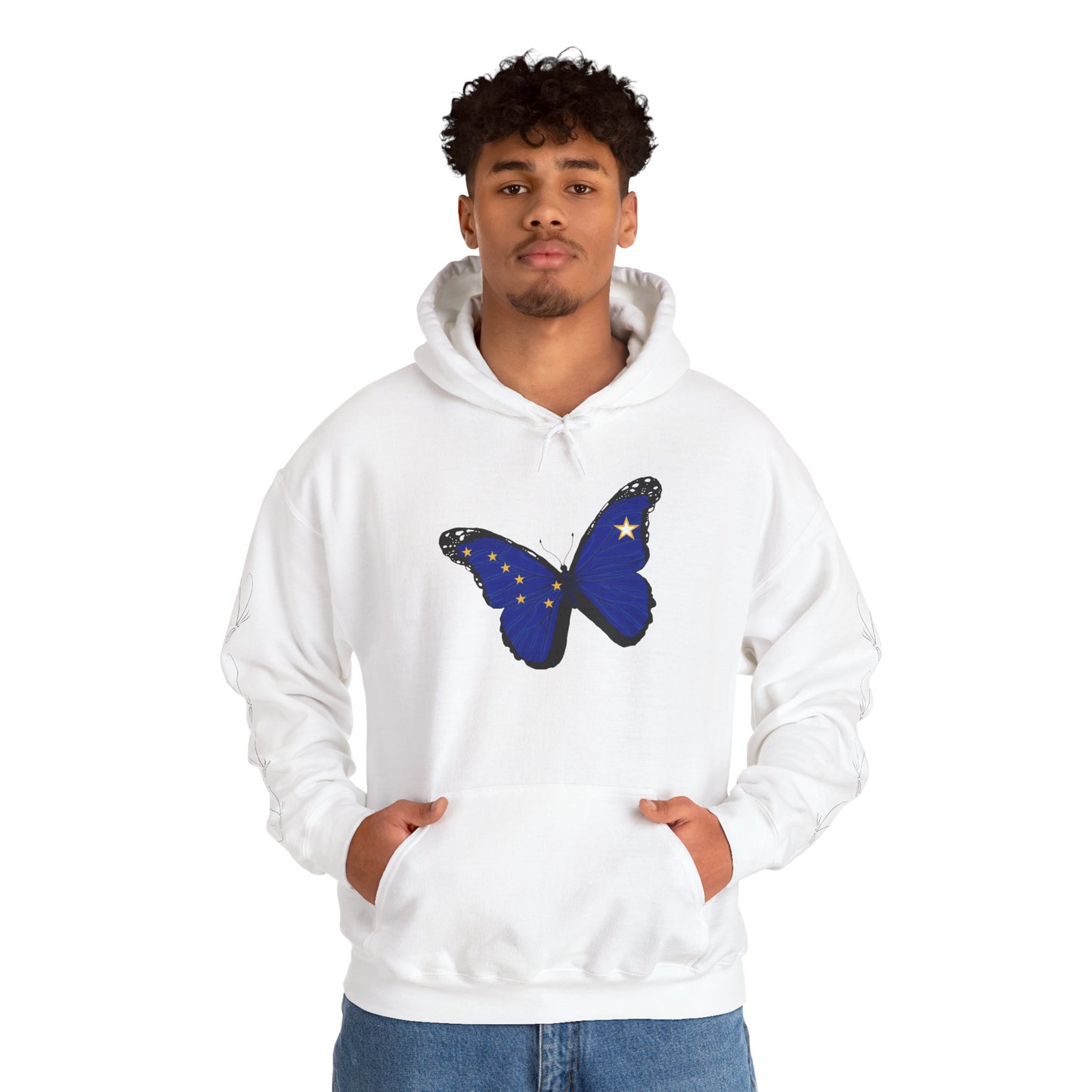 Hand-drawn 'Grace' word art hoodie inspired by Alaska Native design traditions — back view