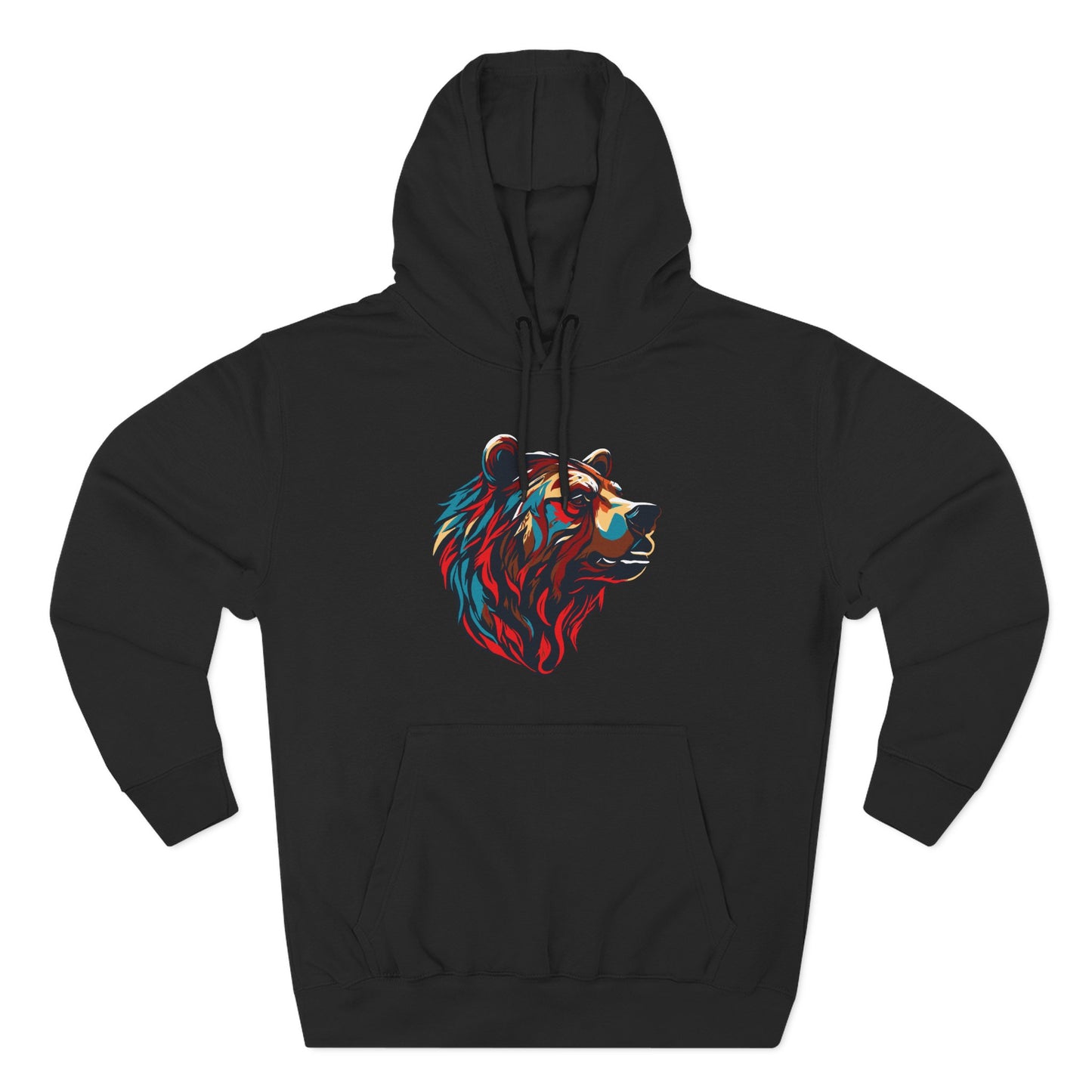 Hand-drawn Alaska Native inspired grizzly bear hoodie — original Indigenous wildlife design — back view