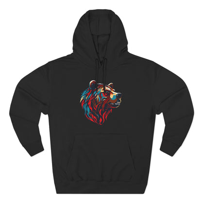 Hand-drawn Alaska Native inspired grizzly bear hoodie — original Indigenous wildlife design — back view