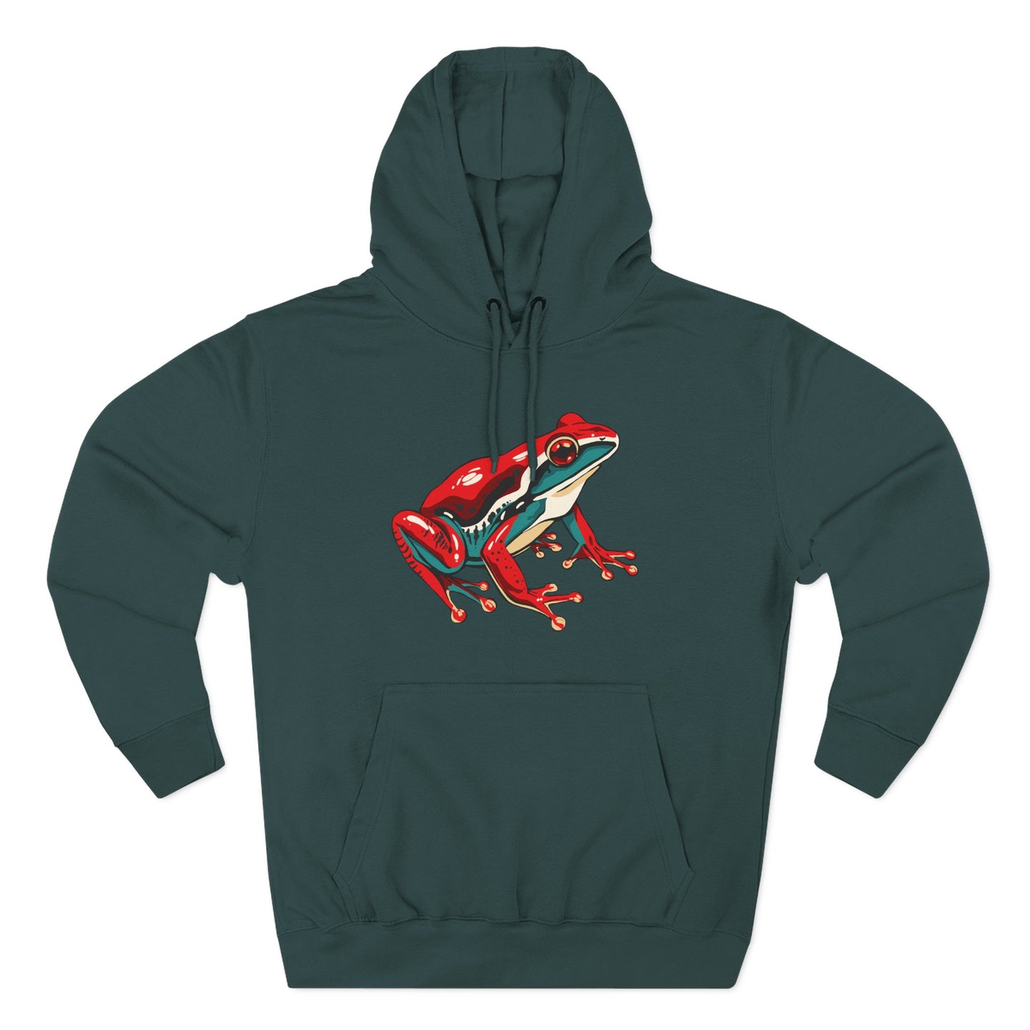Hand-drawn Alaska Native inspired wood frog hoodie — original Indigenous wildlife design — front view
