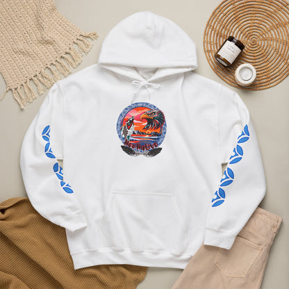 Neo Native brand logo hoodie — Alaska Native owned apparel brand — close-up of the design detail