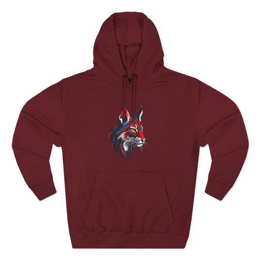 Hand-drawn lynx icon hoodie — original wildlife art by Kayanna Healy at Neo Native