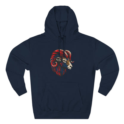 Hand-drawn Alaska Native inspired dall sheep hoodie — original Indigenous wildlife design — back view