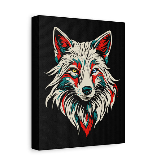 Hand-drawn arctic fox icon canvas print — original wildlife art by Kayanna Healy at Neo Native