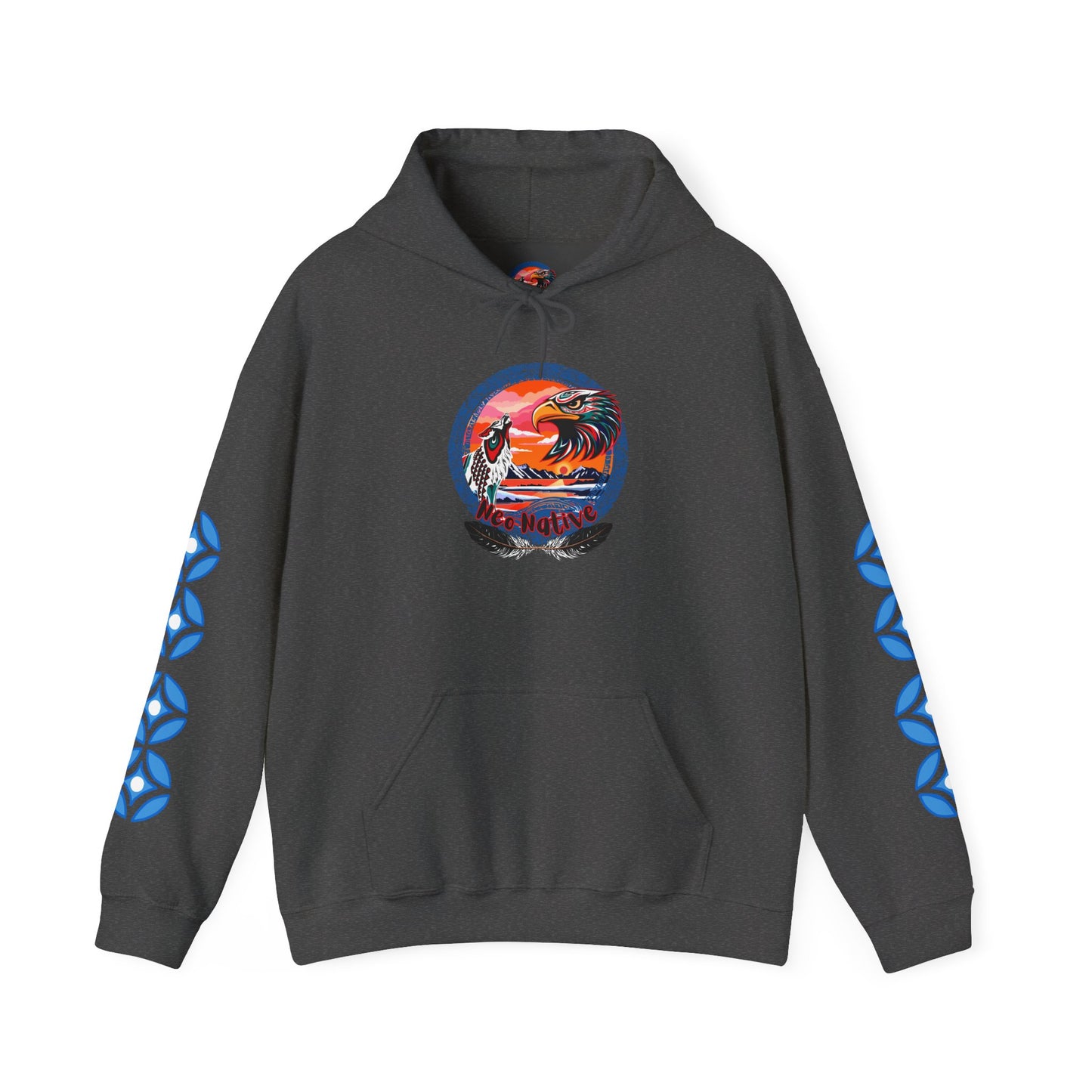 Neo Native brand logo hoodie — Alaska Native owned apparel brand — shown from a different angle