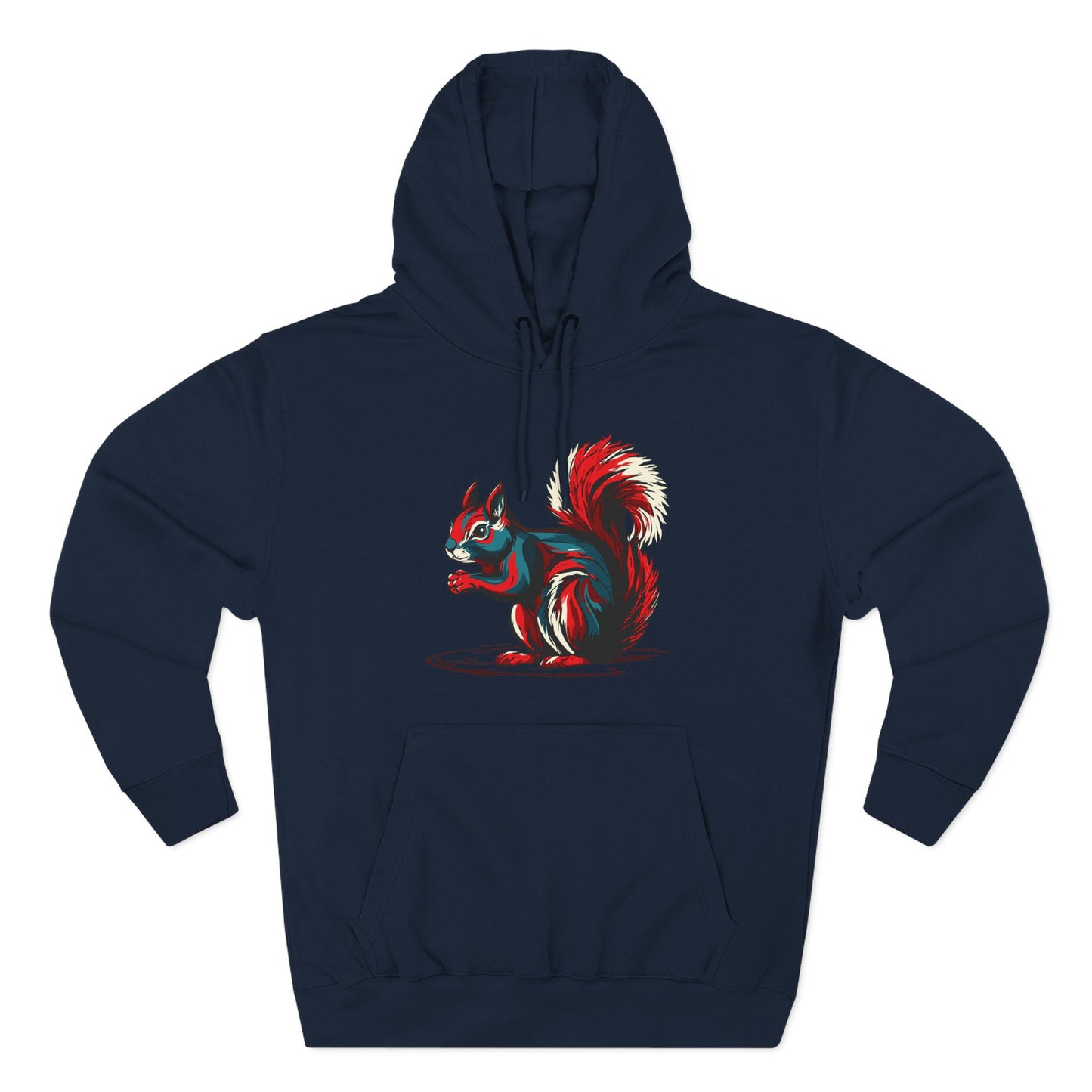 Hand-drawn Alaska Native inspired squirrel hoodie — original Indigenous wildlife design — back view