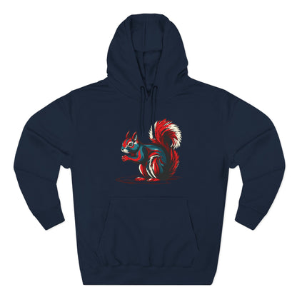 Hand-drawn Alaska Native inspired squirrel hoodie — original Indigenous wildlife design — back view