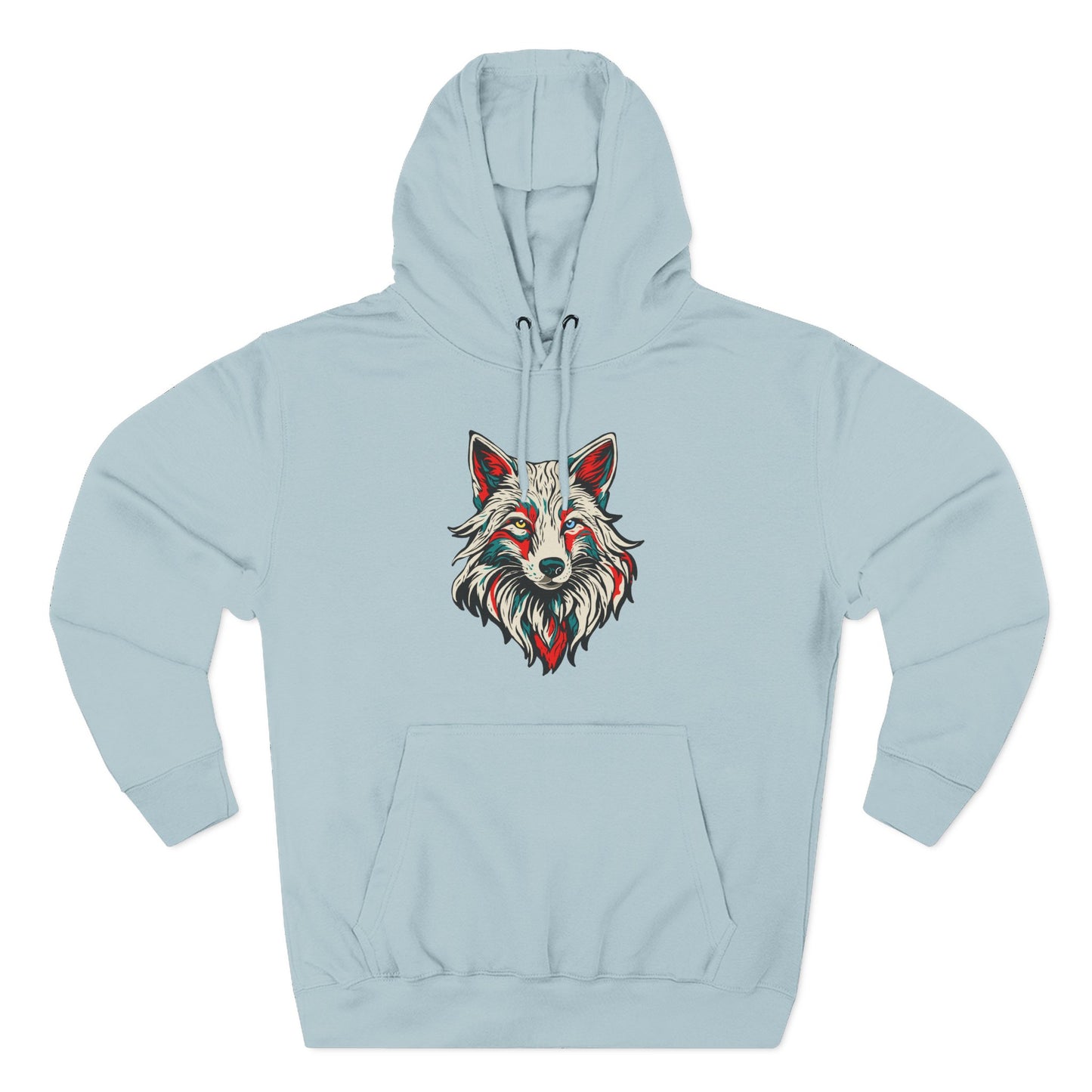 Hand-drawn Alaska Native inspired arctic fox hoodie — original Indigenous wildlife design — back view