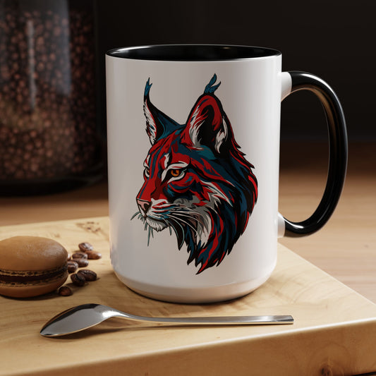 Hand-drawn lynx icon mug — original wildlife art by Kayanna Healy at Neo Native