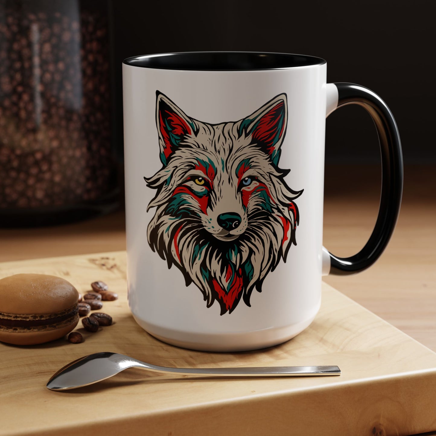 Hand-drawn arctic fox icon mug — original wildlife art by Kayanna Healy at Neo Native