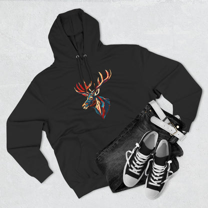 Hand-drawn Alaska Native inspired elk hoodie — original Indigenous wildlife design — shown in an alternate colorway