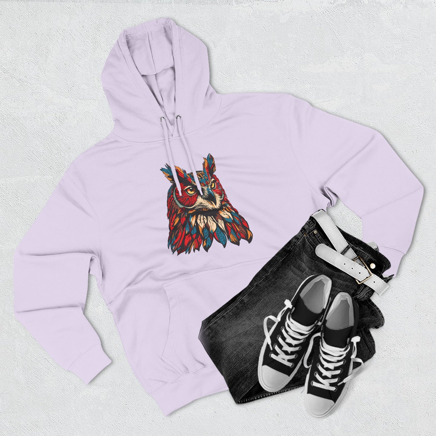 Great Horned Owl Icon - Fleece Hoodie