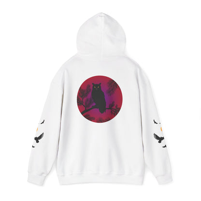 Hand-drawn 'Wisdom' word art hoodie inspired by Alaska Native design traditions — shown from a different angle