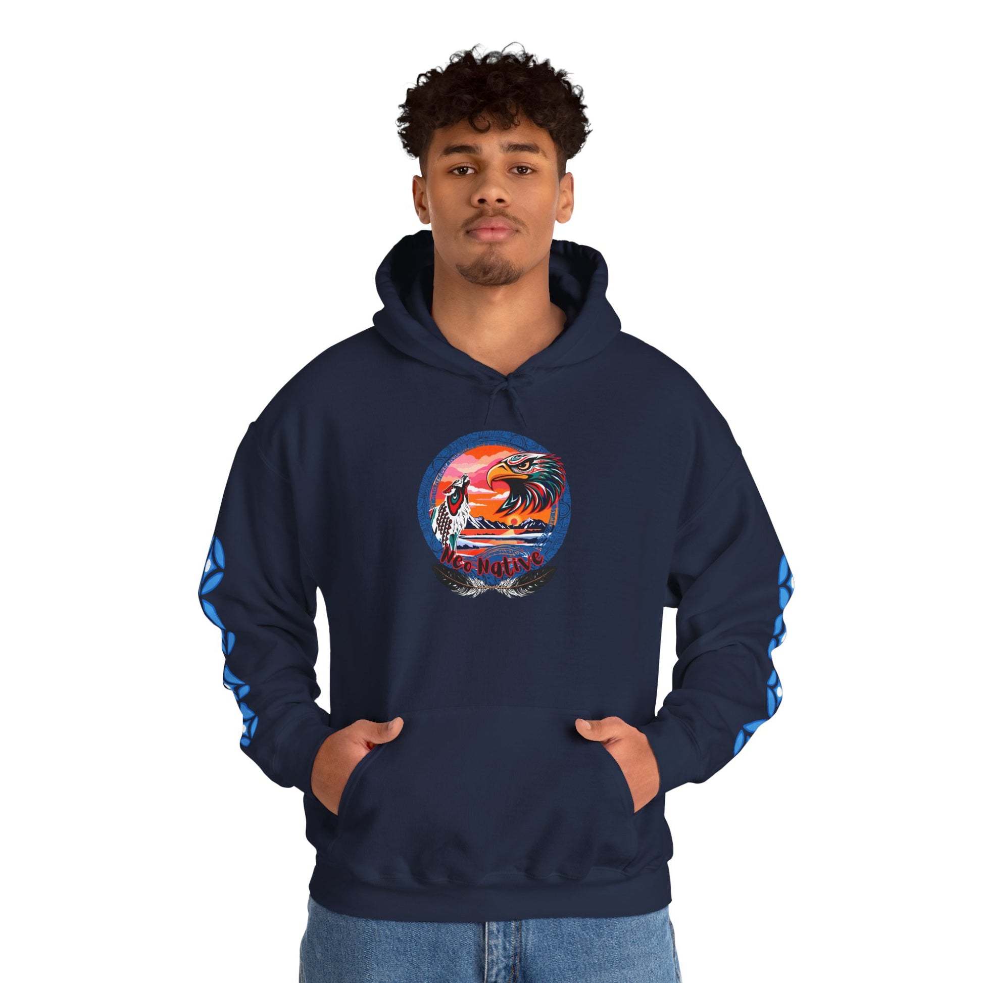 Neo Native brand logo hoodie — Alaska Native owned apparel brand — front view