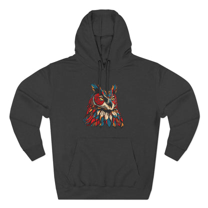 Great Horned Owl Icon - Fleece Hoodie