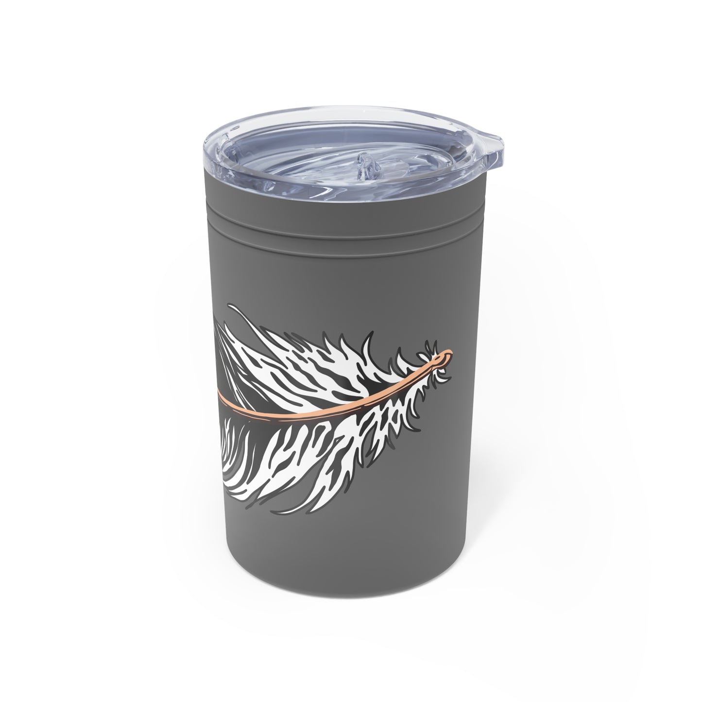 Hand-drawn Alaska Native inspired eagle feather tumbler — original Indigenous wildlife design — back view