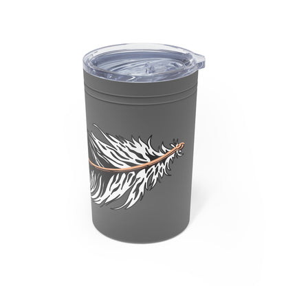 Hand-drawn Alaska Native inspired eagle feather tumbler — original Indigenous wildlife design — back view