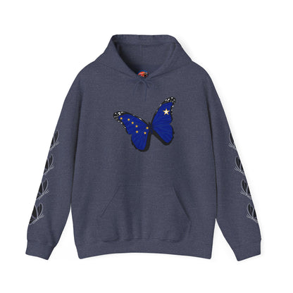 Hand-drawn 'Grace' word art hoodie inspired by Alaska Native design traditions — styled product photo