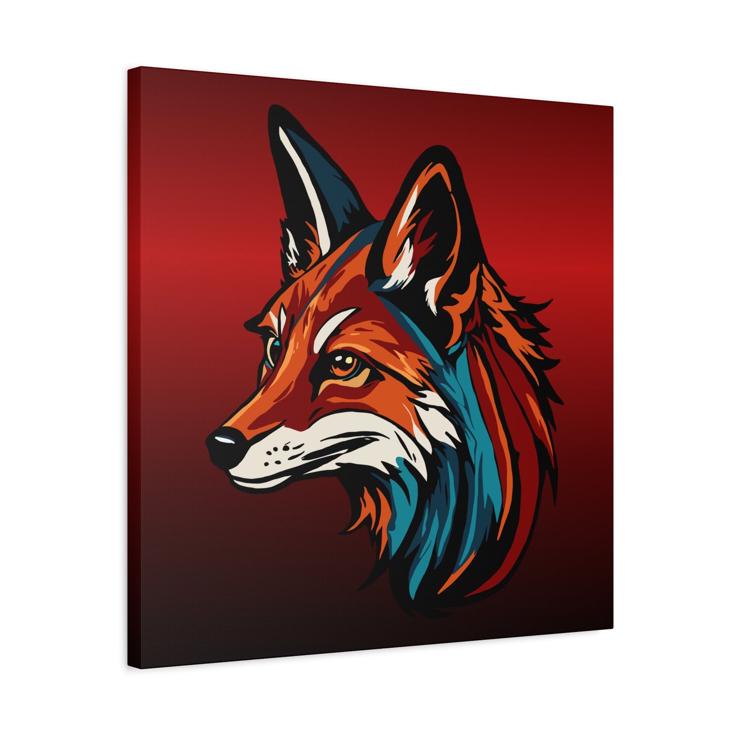 Hand-drawn red fox icon canvas print — original wildlife art by Kayanna Healy at Neo Native
