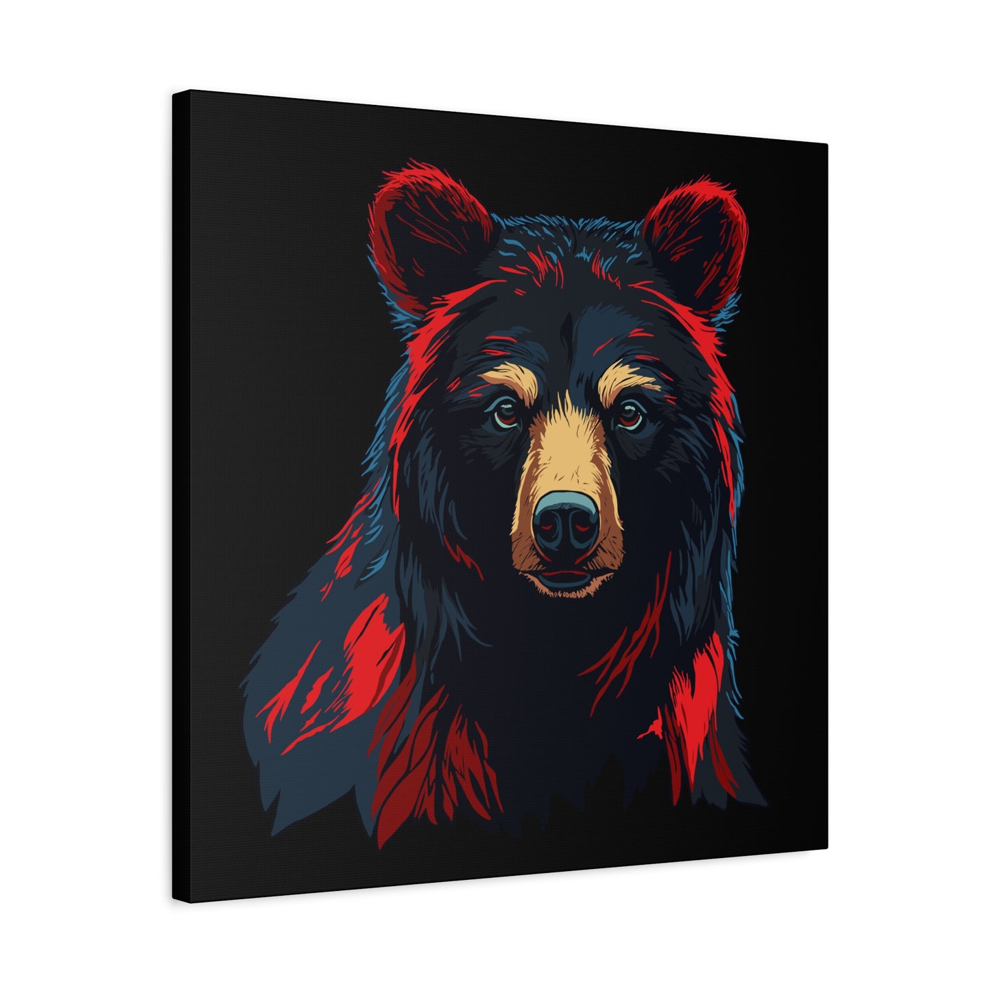 Hand-drawn black bear icon canvas print — original wildlife art by Kayanna Healy at Neo Native
