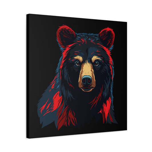 Hand-drawn black bear icon canvas print — original wildlife art by Kayanna Healy at Neo Native