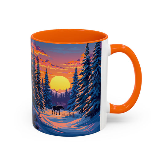 Hand-drawn spruce moose mug — original wildlife art by Kayanna Healy at Neo Native