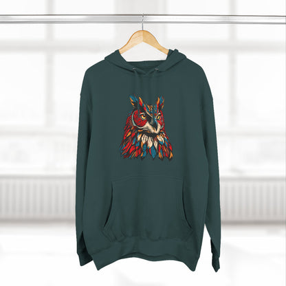 Great Horned Owl Icon - Fleece Hoodie