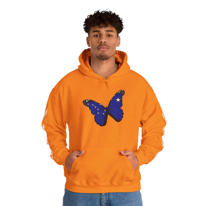 Hand-drawn 'Grace' word art hoodie inspired by Alaska Native design traditions — flat lay view