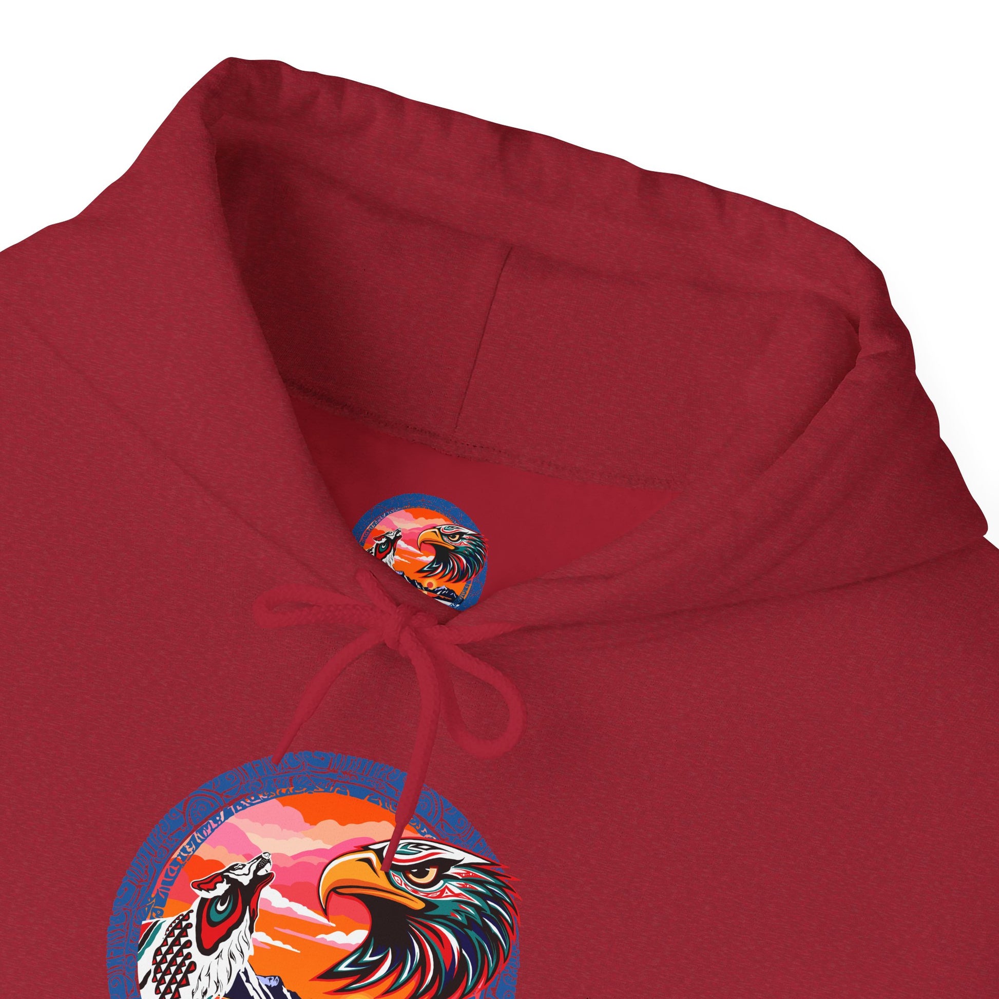 Neo Native brand logo hoodie — Alaska Native owned apparel brand — close-up of the design detail