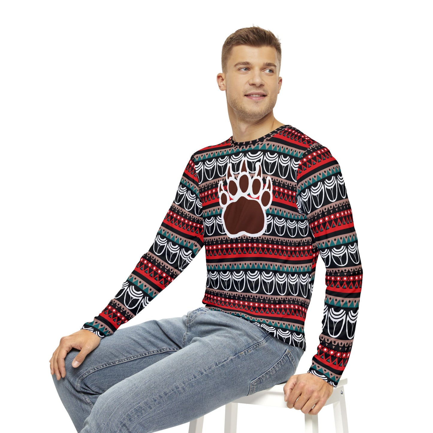 Holly Bear Paw Pattern Long-Sleeve