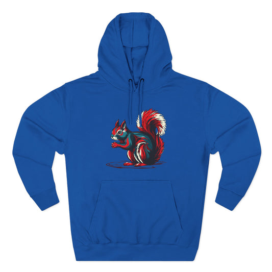 Hand-drawn squirrel icon hoodie — original wildlife art by Kayanna Healy at Neo Native