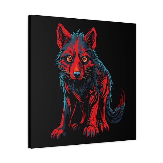 Hand-drawn wolf pup icon canvas print — original wildlife art by Kayanna Healy at Neo Native