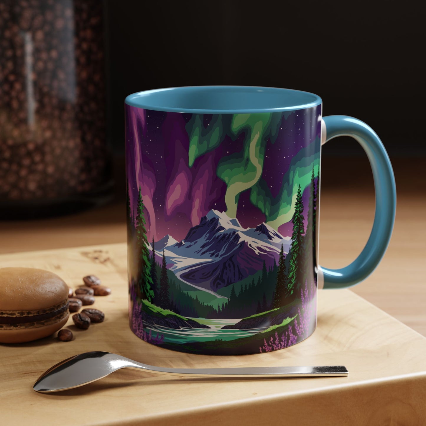 Hand-drawn borealis in bloom mug — original wildlife art by Kayanna Healy at Neo Native