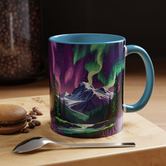 Hand-drawn borealis in bloom mug — original wildlife art by Kayanna Healy at Neo Native