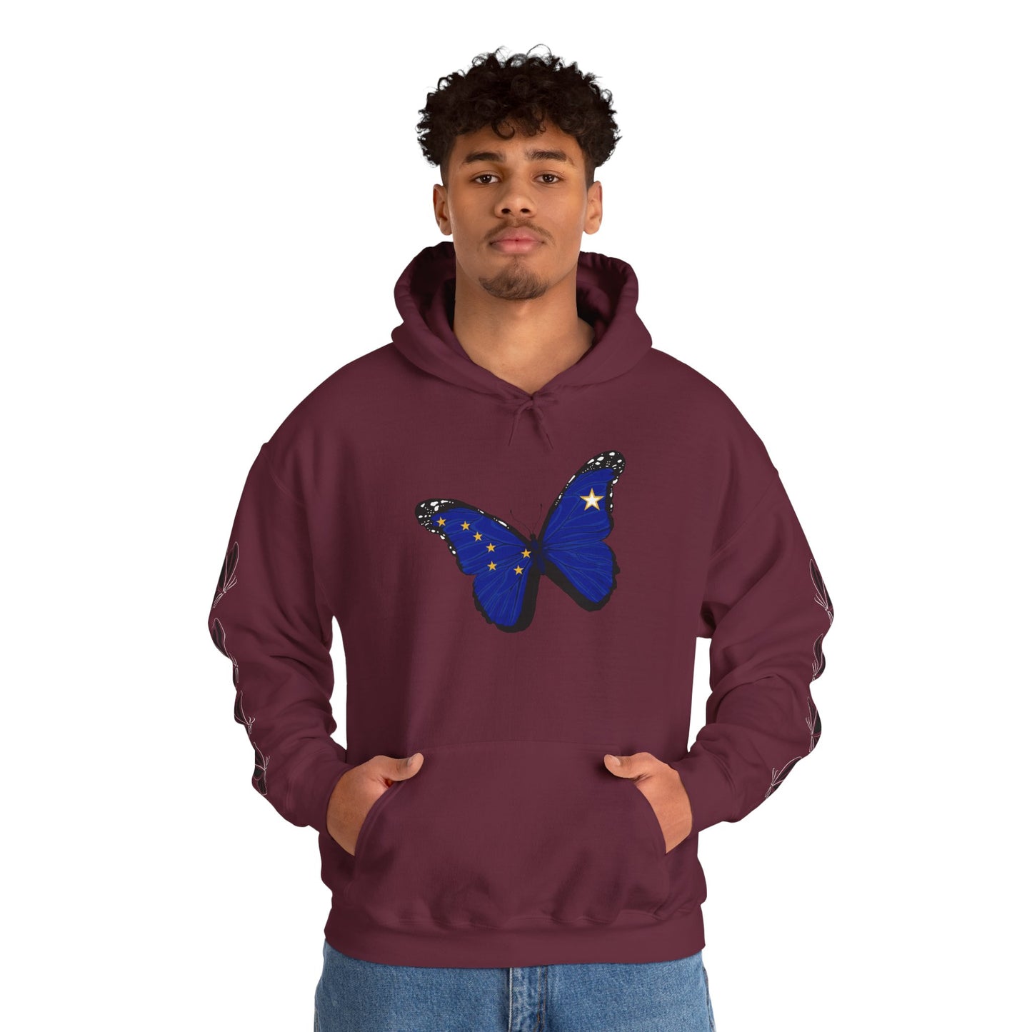 Hand-drawn 'Grace' word art hoodie inspired by Alaska Native design traditions — styled product photo