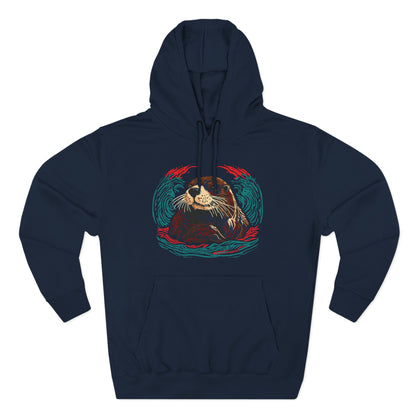 Hand-drawn sea otter icon hoodie — original wildlife art by Kayanna Healy at Neo Native