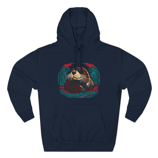 Hand-drawn sea otter icon hoodie — original wildlife art by Kayanna Healy at Neo Native