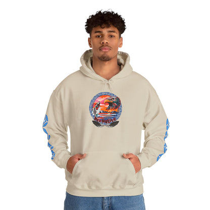 Neo Native brand logo hoodie — Alaska Native owned apparel brand — flat lay view
