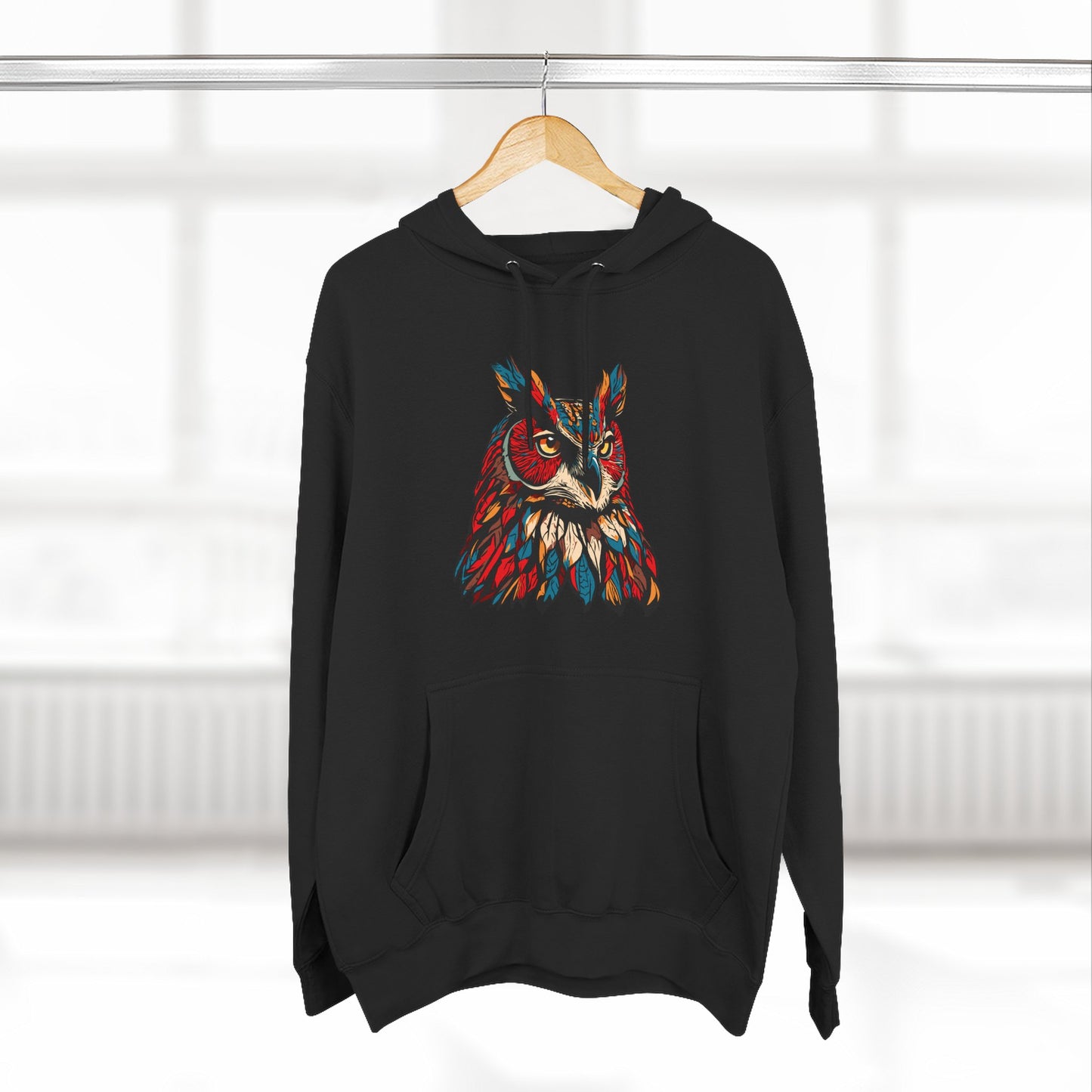 Great Horned Owl Icon - Fleece Hoodie