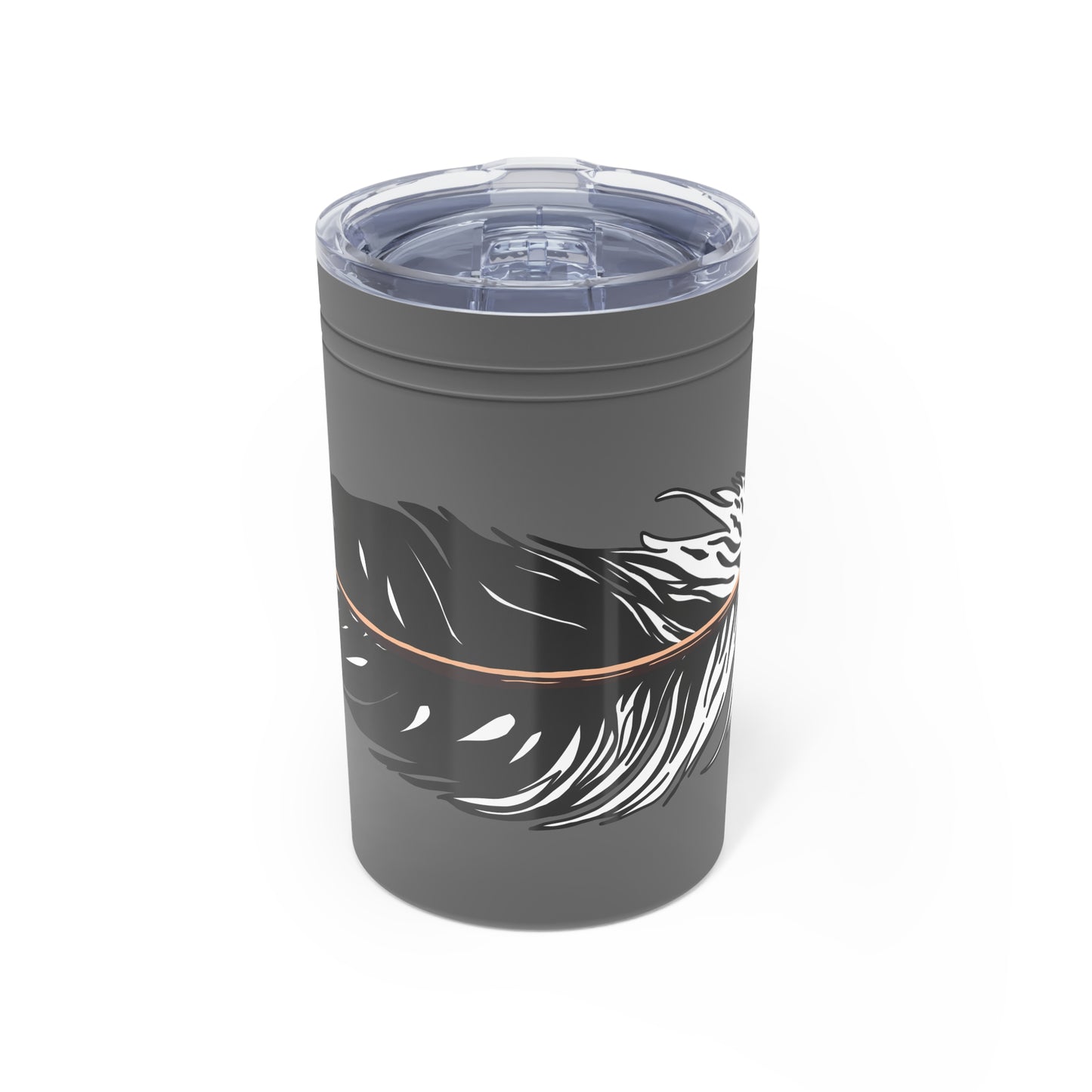 Hand-drawn Alaska Native inspired eagle feather tumbler — original Indigenous wildlife design — back view