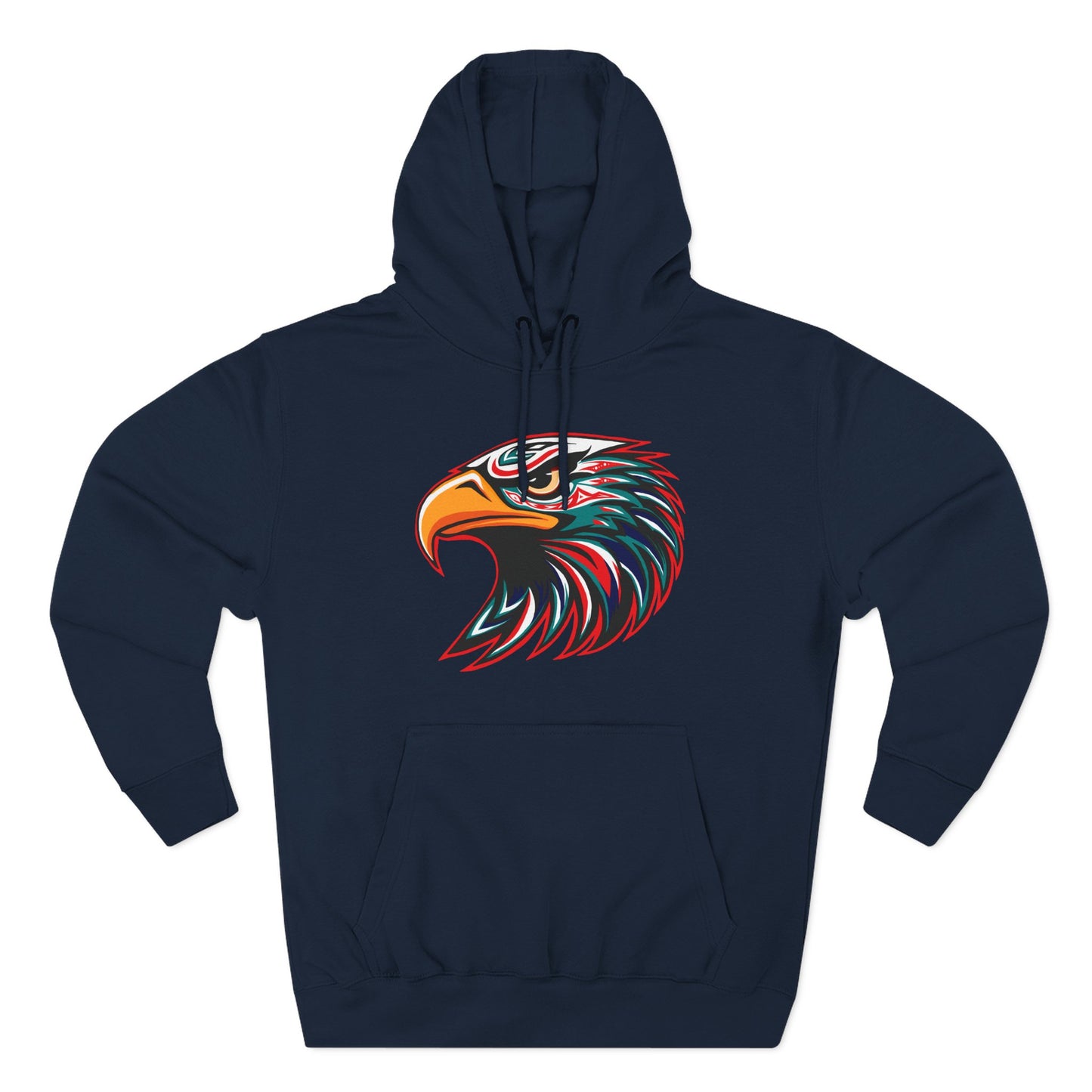 Hand-drawn eagle icon hoodie — original wildlife art by Kayanna Healy at Neo Native