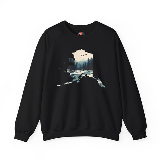 Hand-drawn ice-olate river crewneck sweatshirt — original wildlife art by Kayanna Healy at Neo Native